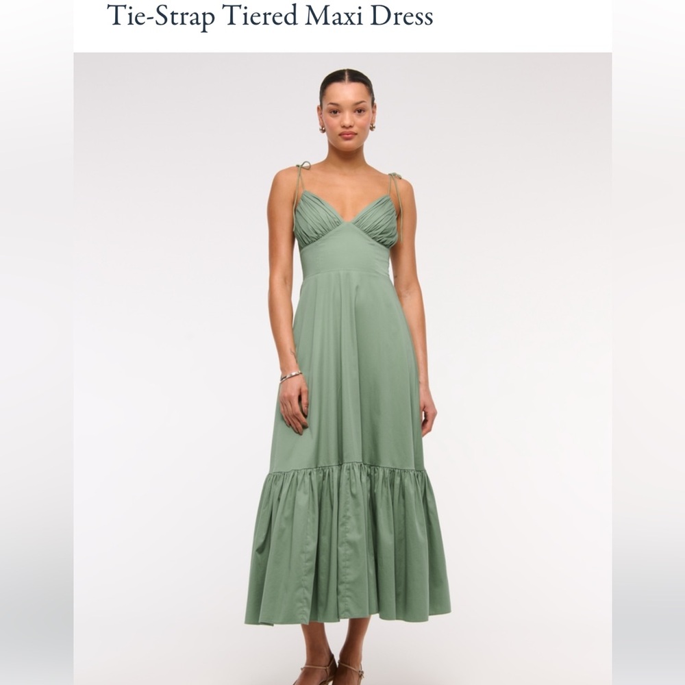 Abercrombie & Fitch Sage Tie-Strap Tiered Maxi Dress
